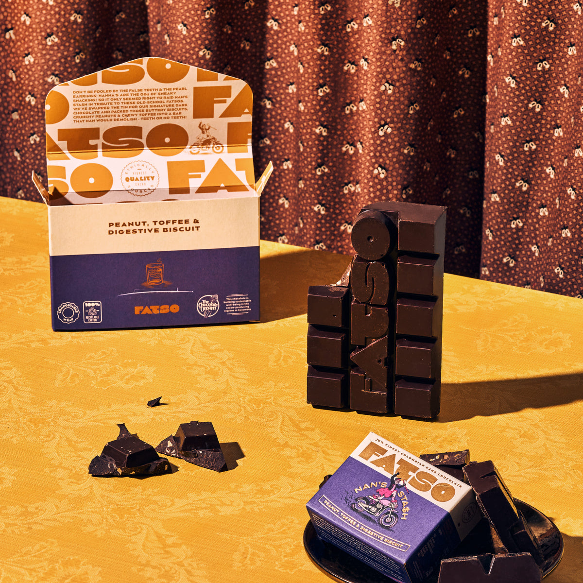 Fatso Chocolate - NAN'S STASH BAR / Peanut, Toffee & Digestive Biscuit