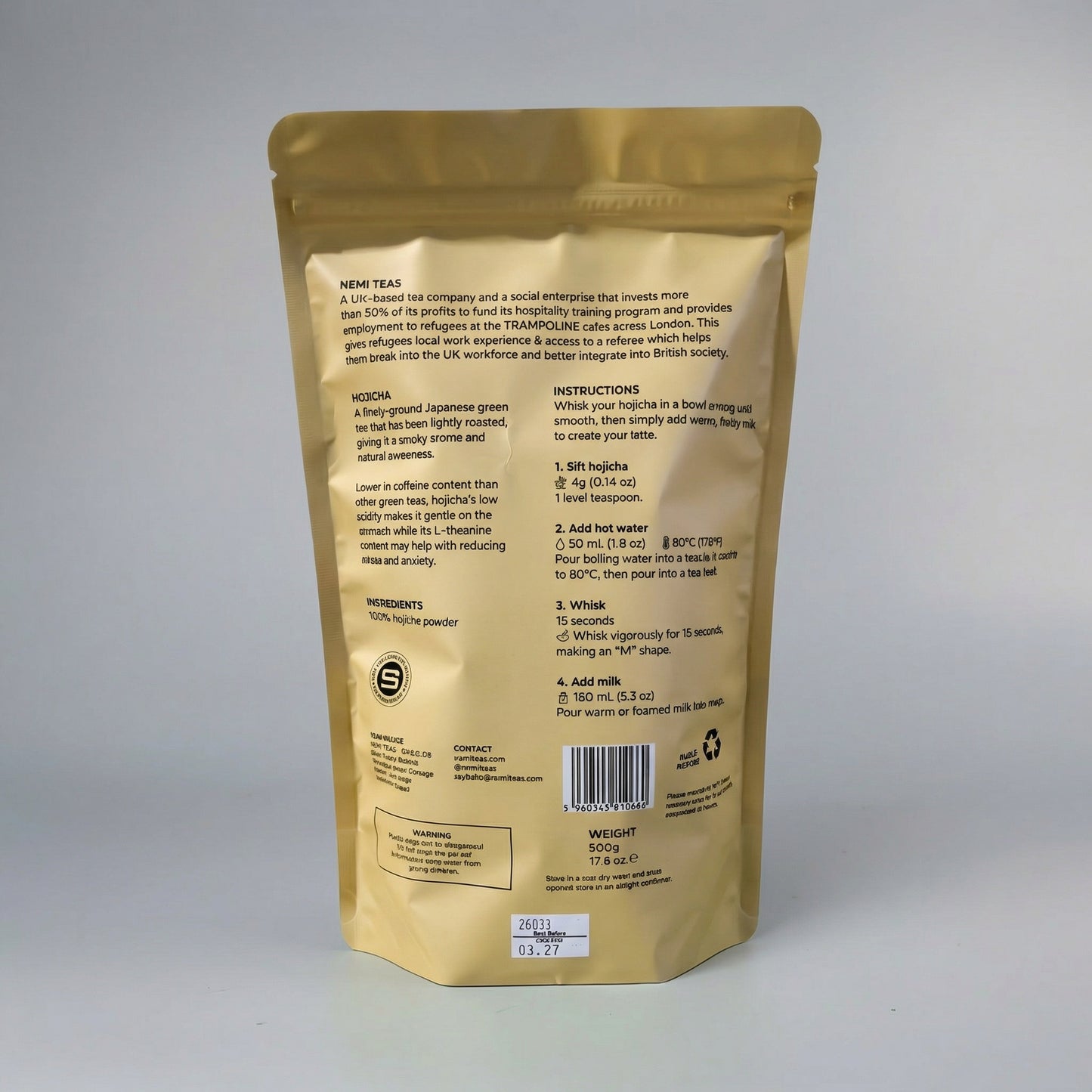 NEMI Tea - Latte Grade Hojicha - 500g
