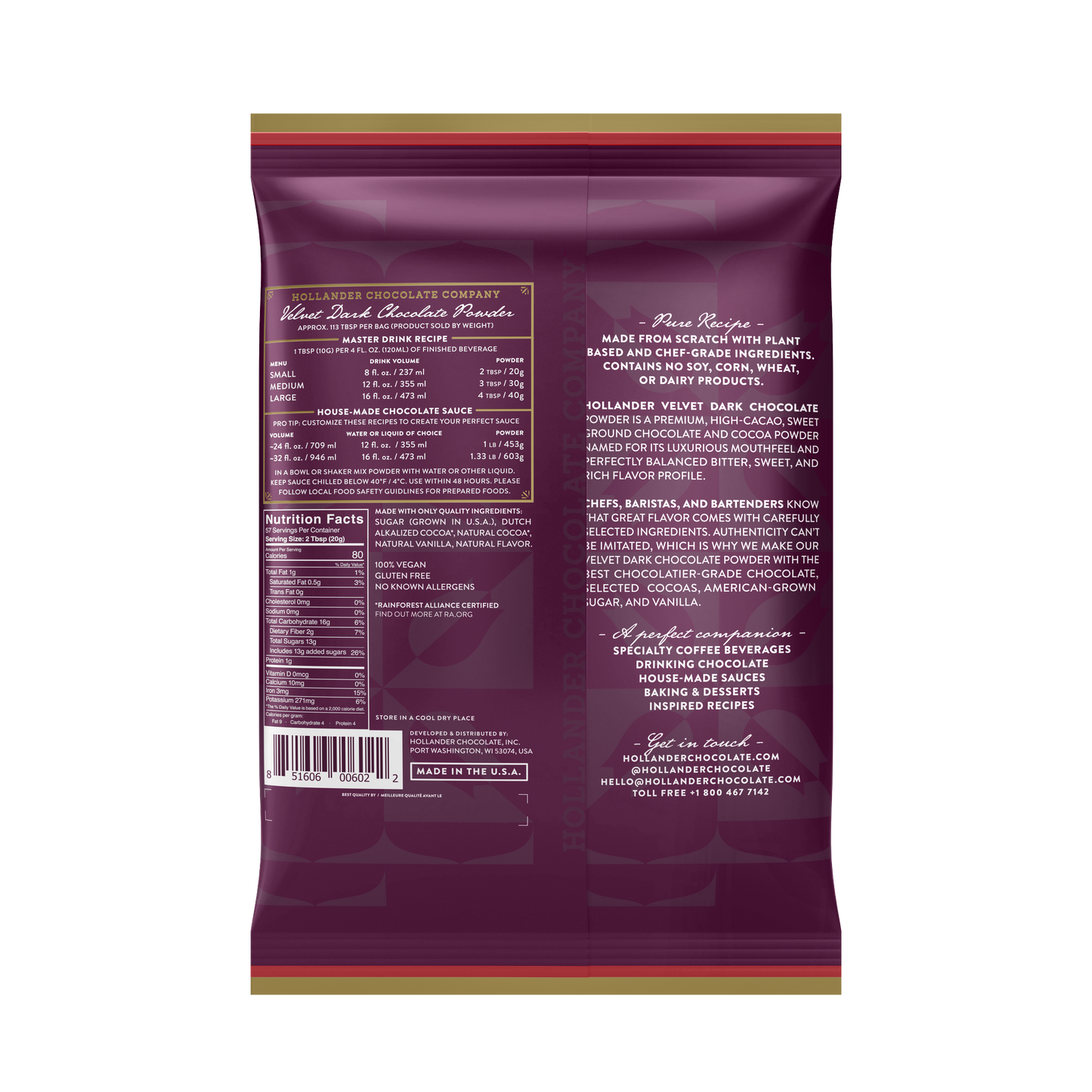 Hollander - Velvet Dark Chocolate Powder