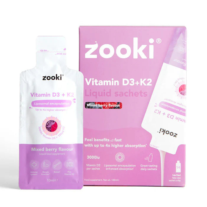 Zooki - Vitamin D3 & K2 -  Mixed Berry Flavour - Liposomal Sachets
