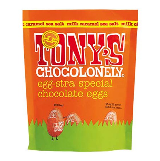 Tonys Chocolonely - FairTrade Easter Eggs Milk Chocolate Caramel Sea Salt // Stores Supply // TONY'S CHOCOLONELY