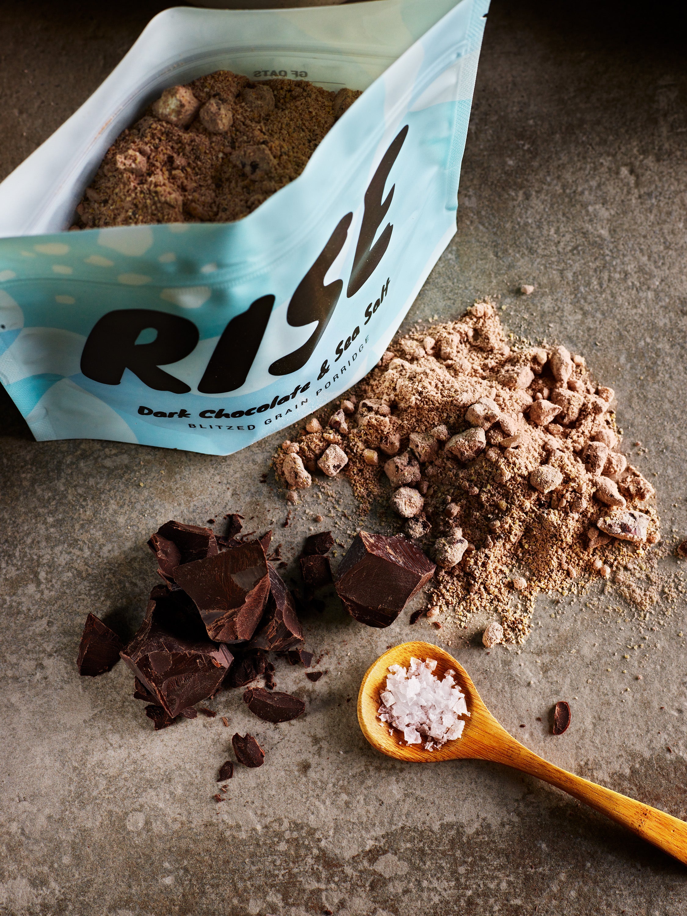 RISE - Dark Chocolate & Sea Salt Blitzed Grain Porridge 500g Pouches // Stores Supply // Rise